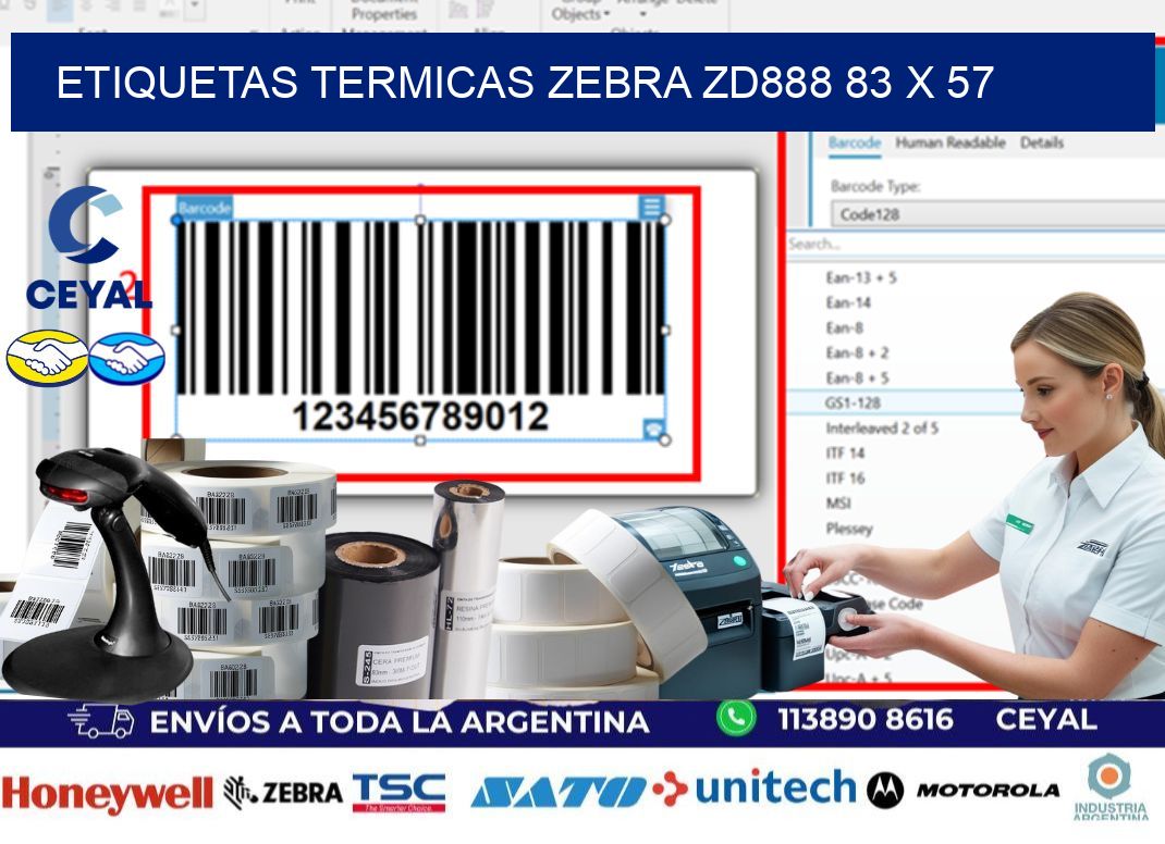 ETIQUETAS TERMICAS ZEBRA ZD888 83 x 57