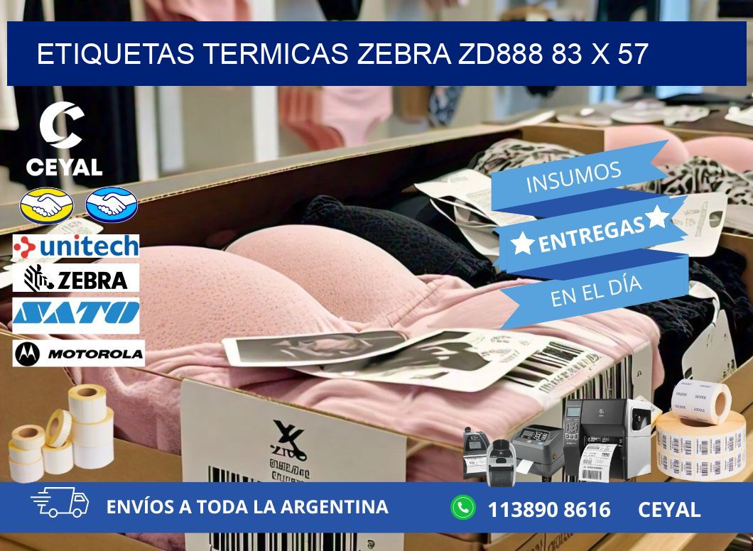 ETIQUETAS TERMICAS ZEBRA ZD888 83 x 57