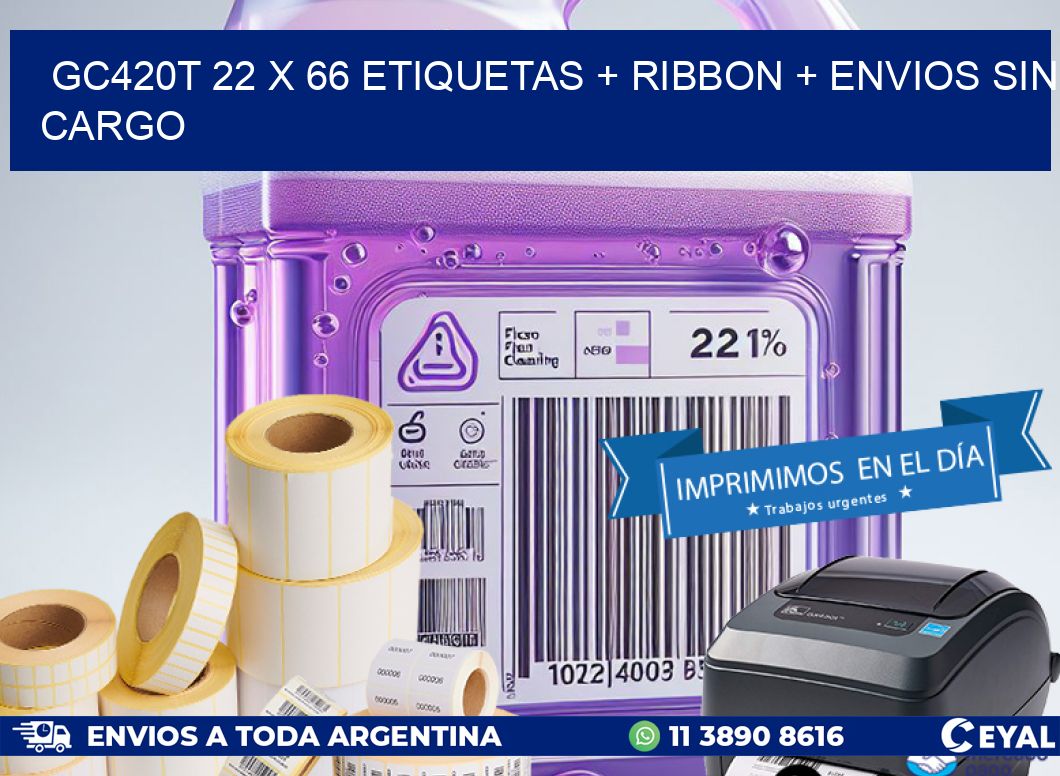 GC420T 22 x 66 etiquetas + ribbon + envios sin cargo