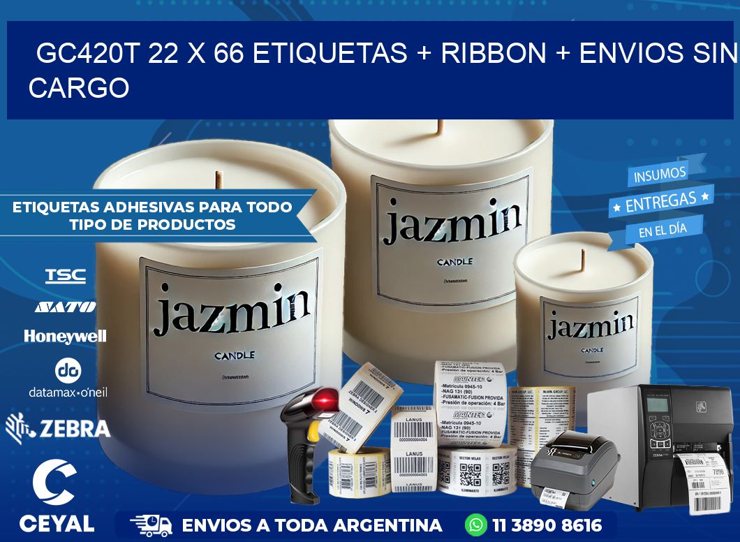 GC420T 22 x 66 etiquetas + ribbon + envios sin cargo