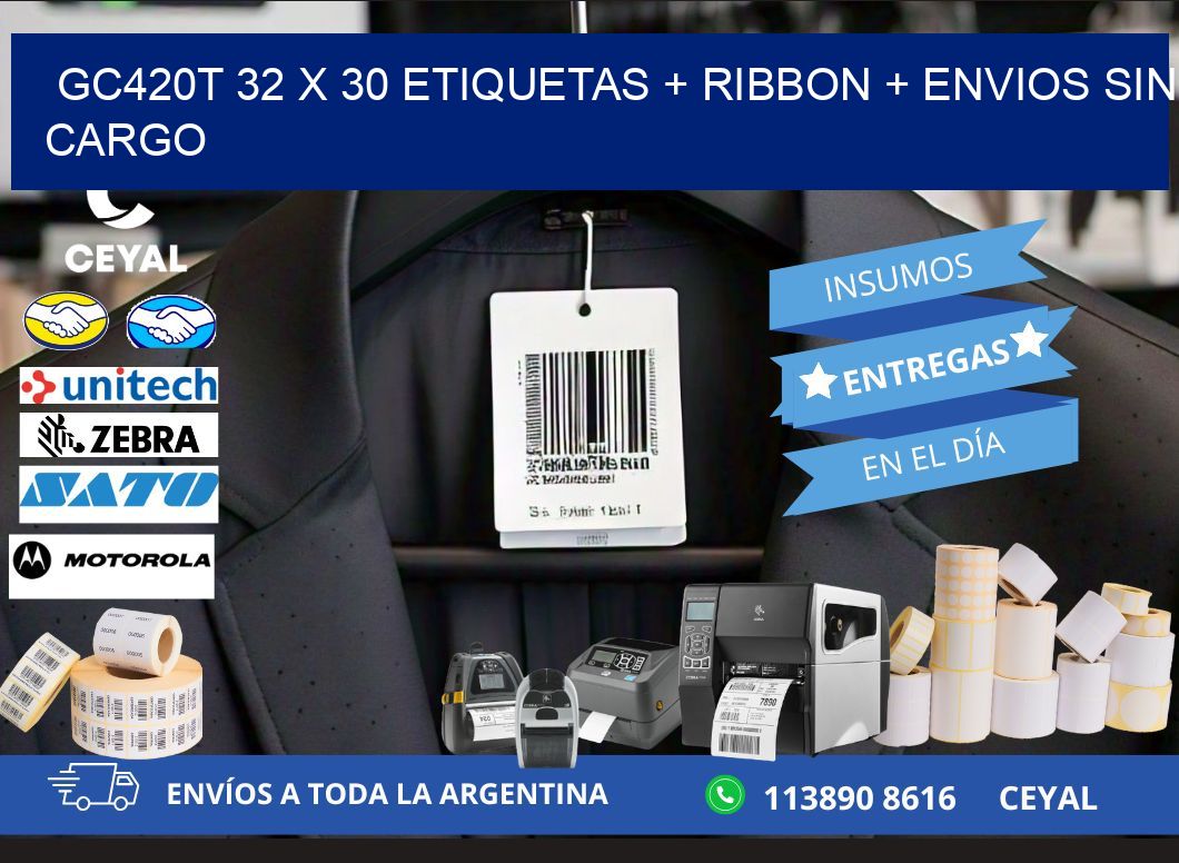 GC420T 32 x 30 etiquetas + ribbon + envios sin cargo