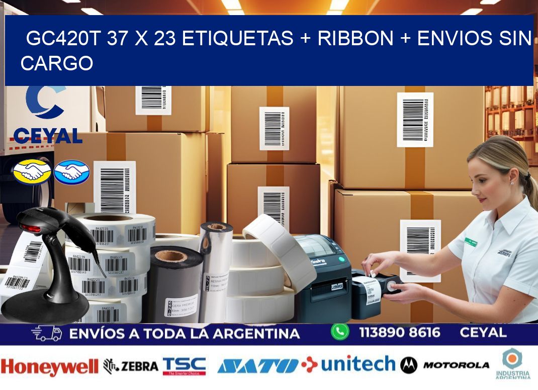 GC420T 37 x 23 etiquetas + ribbon + envios sin cargo