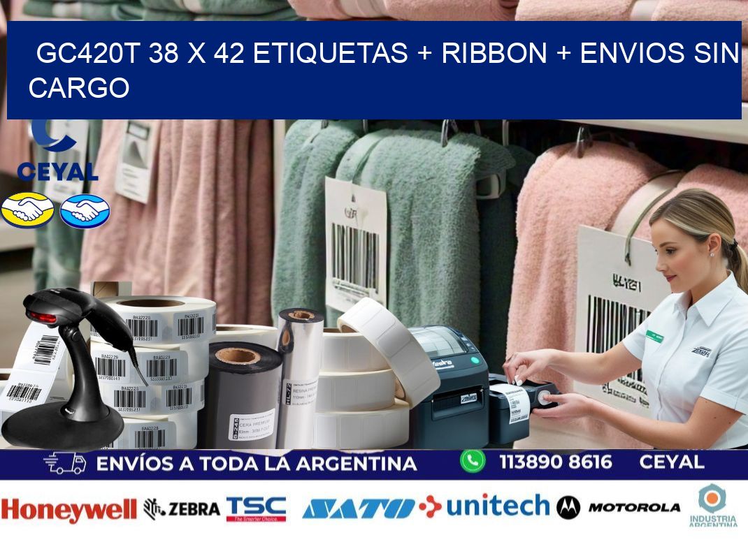 GC420T 38 x 42 etiquetas + ribbon + envios sin cargo