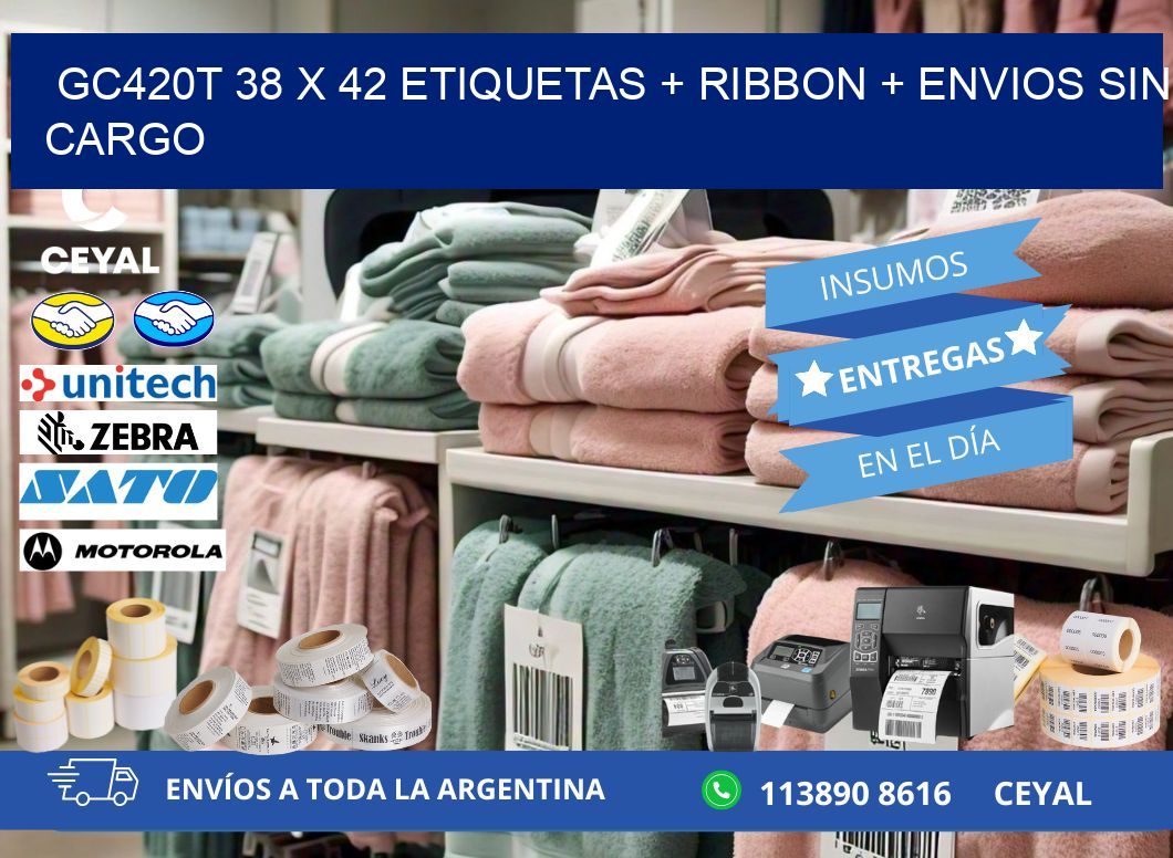 GC420T 38 x 42 etiquetas + ribbon + envios sin cargo