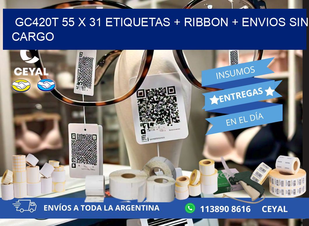 GC420T 55 x 31 etiquetas + ribbon + envios sin cargo