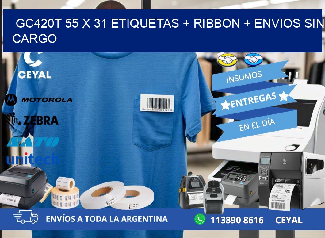 GC420T 55 x 31 etiquetas + ribbon + envios sin cargo