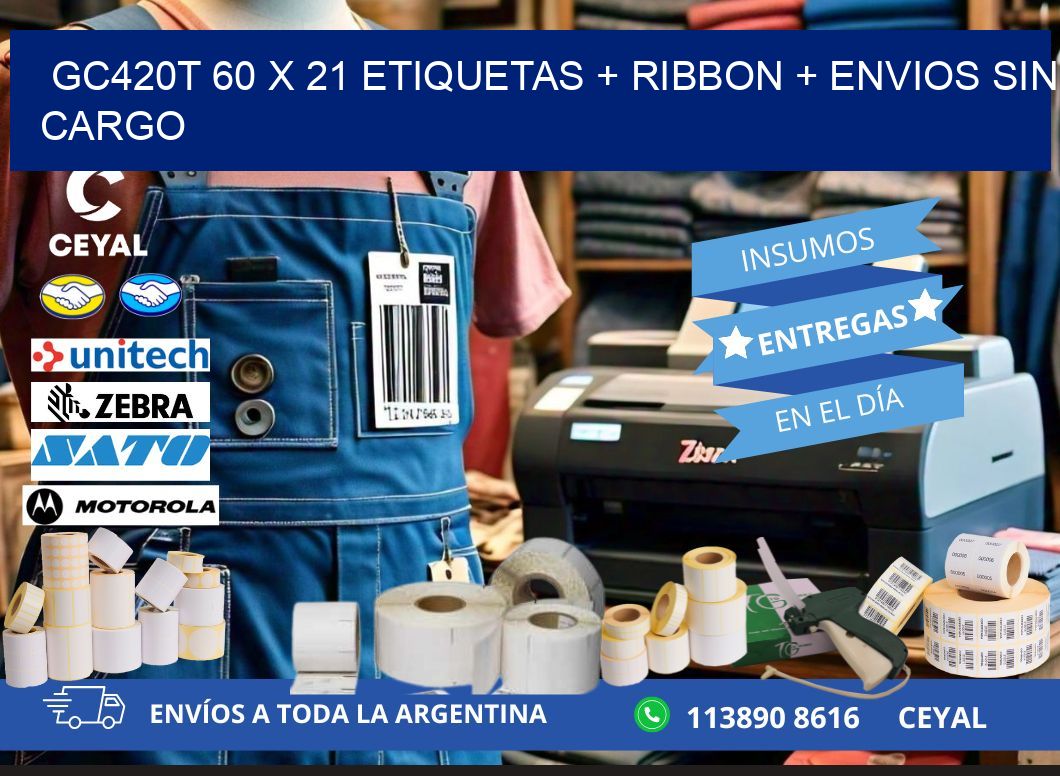 GC420T 60 x 21 etiquetas + ribbon + envios sin cargo