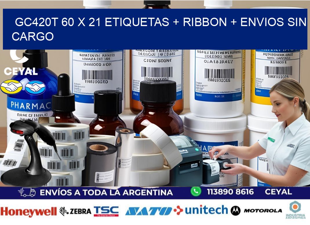 GC420T 60 x 21 etiquetas + ribbon + envios sin cargo