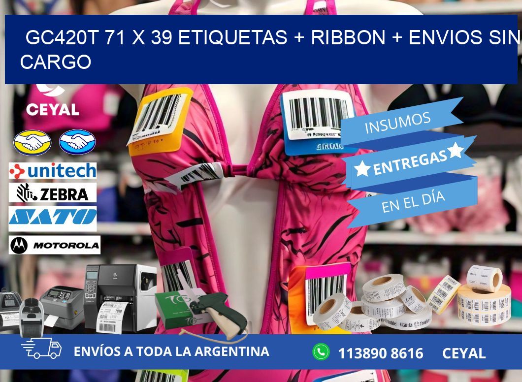GC420T 71 x 39 etiquetas + ribbon + envios sin cargo