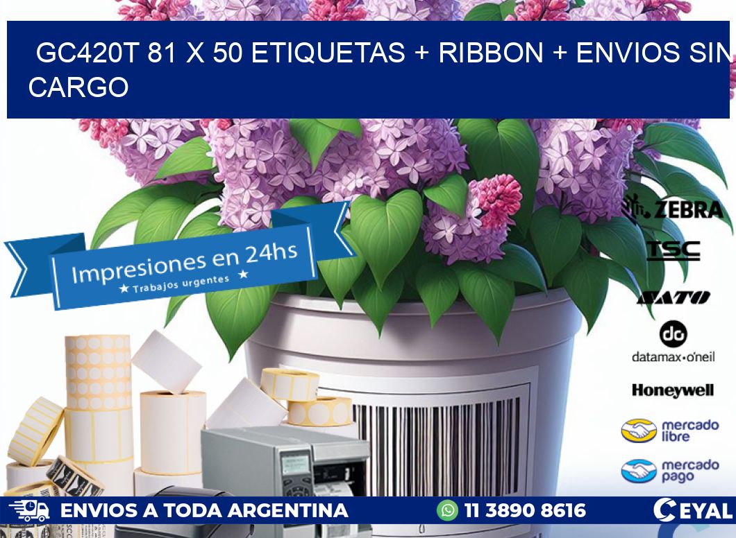 GC420T 81 x 50 etiquetas + ribbon + envios sin cargo