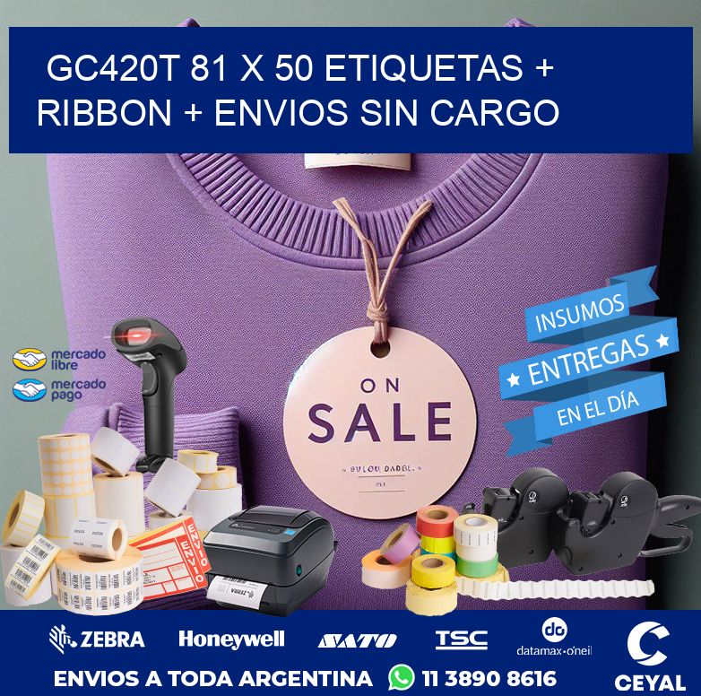 GC420T 81 x 50 etiquetas + ribbon + envios sin cargo