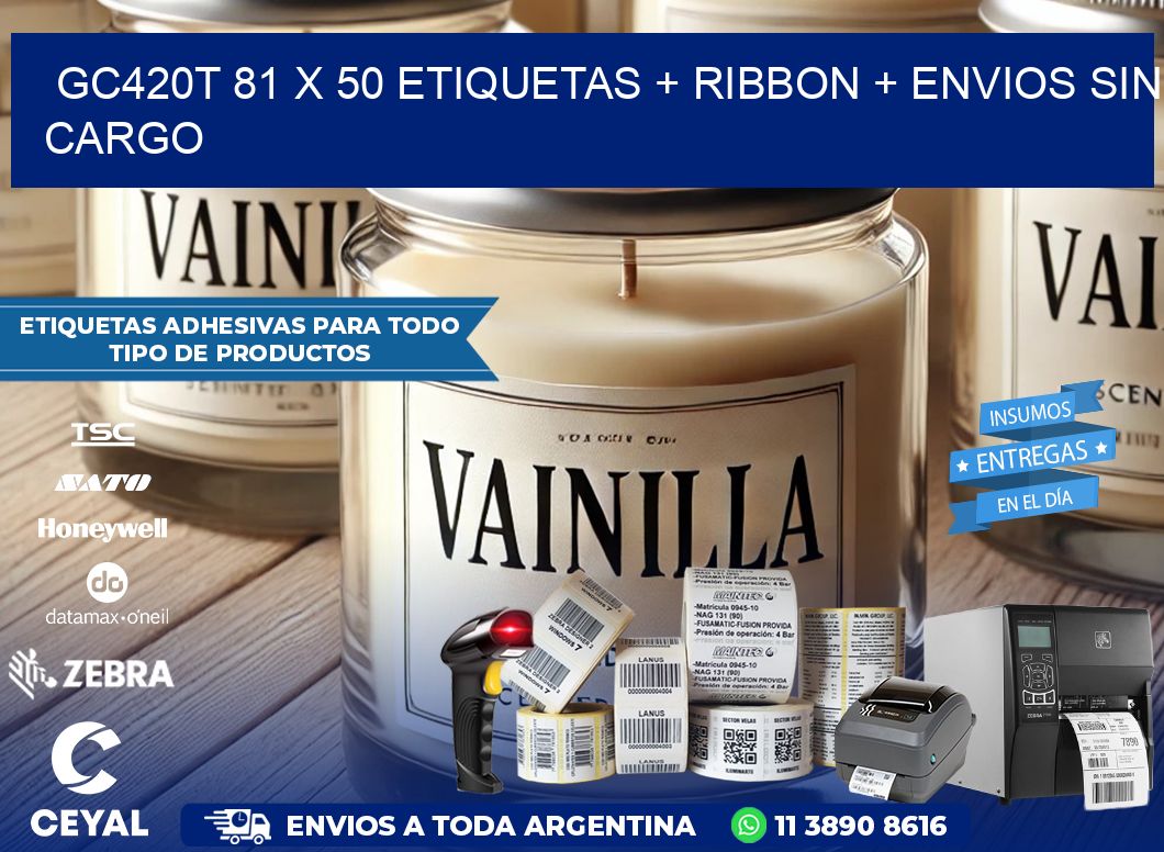 GC420T 81 x 50 etiquetas + ribbon + envios sin cargo