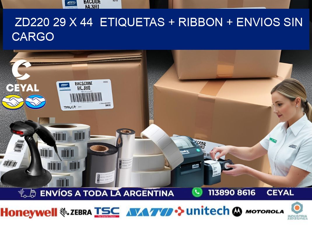 ZD220 29 x 44  etiquetas + ribbon + envios sin cargo