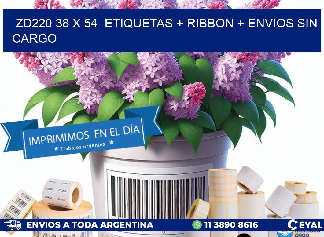ZD220 38 x 54  etiquetas + ribbon + envios sin cargo