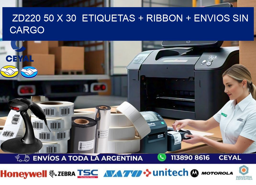 ZD220 50 x 30  etiquetas + ribbon + envios sin cargo