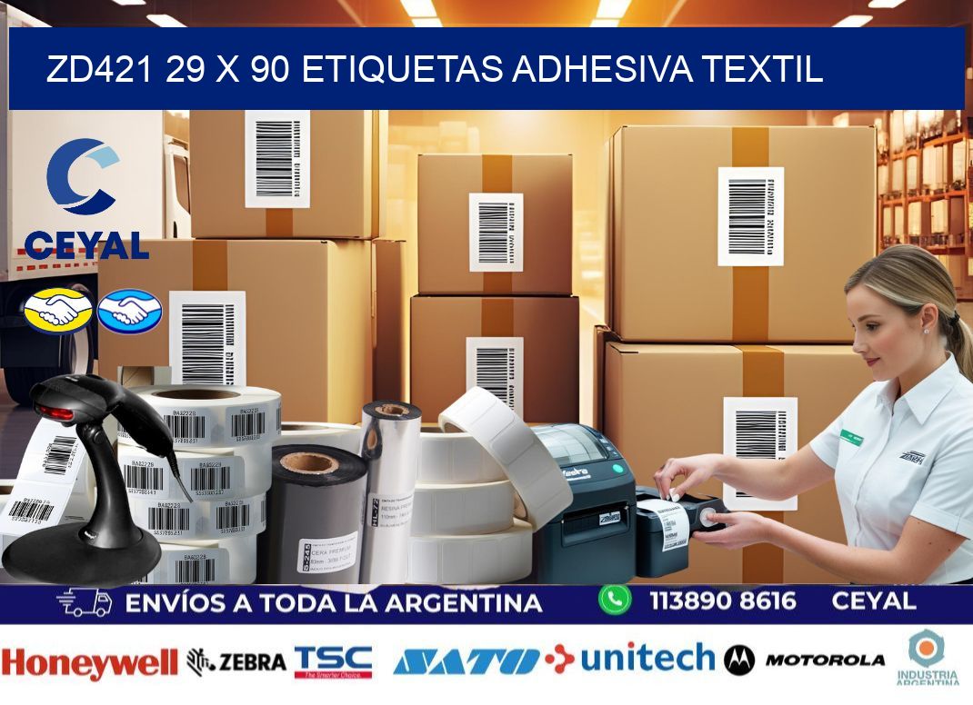 ZD421 29 x 90 ETIQUETAS ADHESIVA TEXTIL