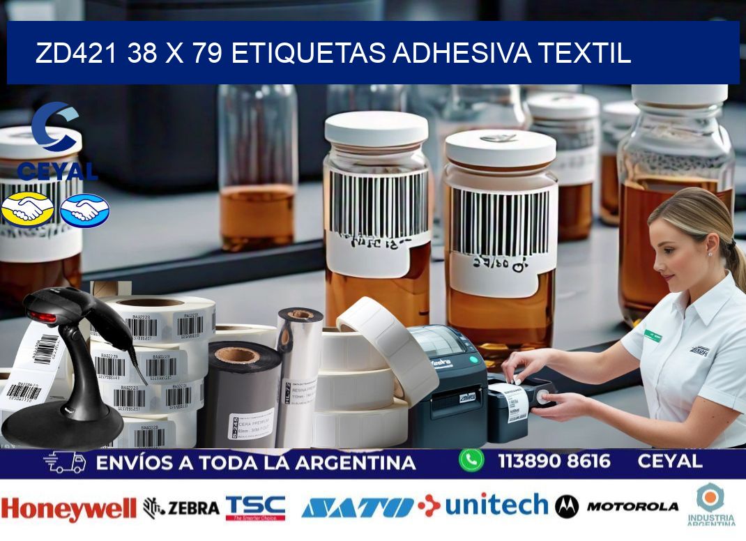 ZD421 38 x 79 ETIQUETAS ADHESIVA TEXTIL