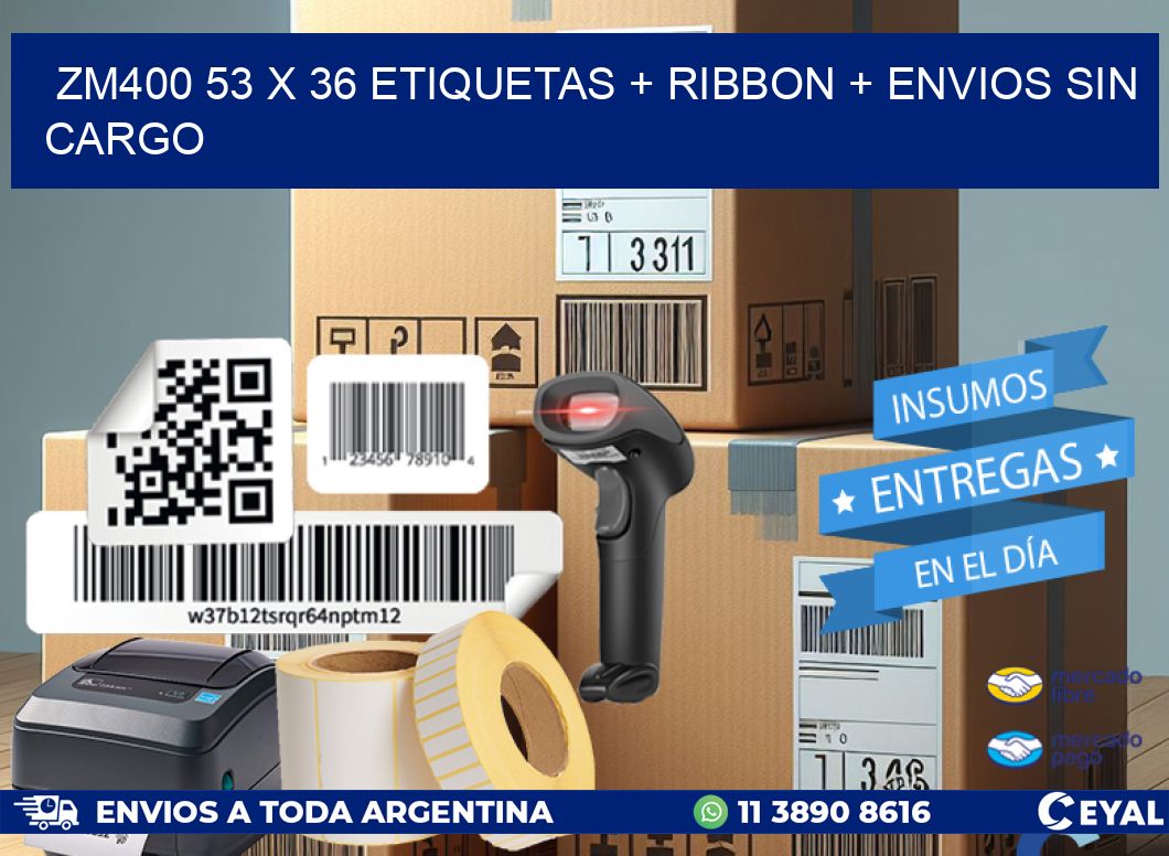 ZM400 53 x 36 etiquetas + ribbon + envios sin cargo