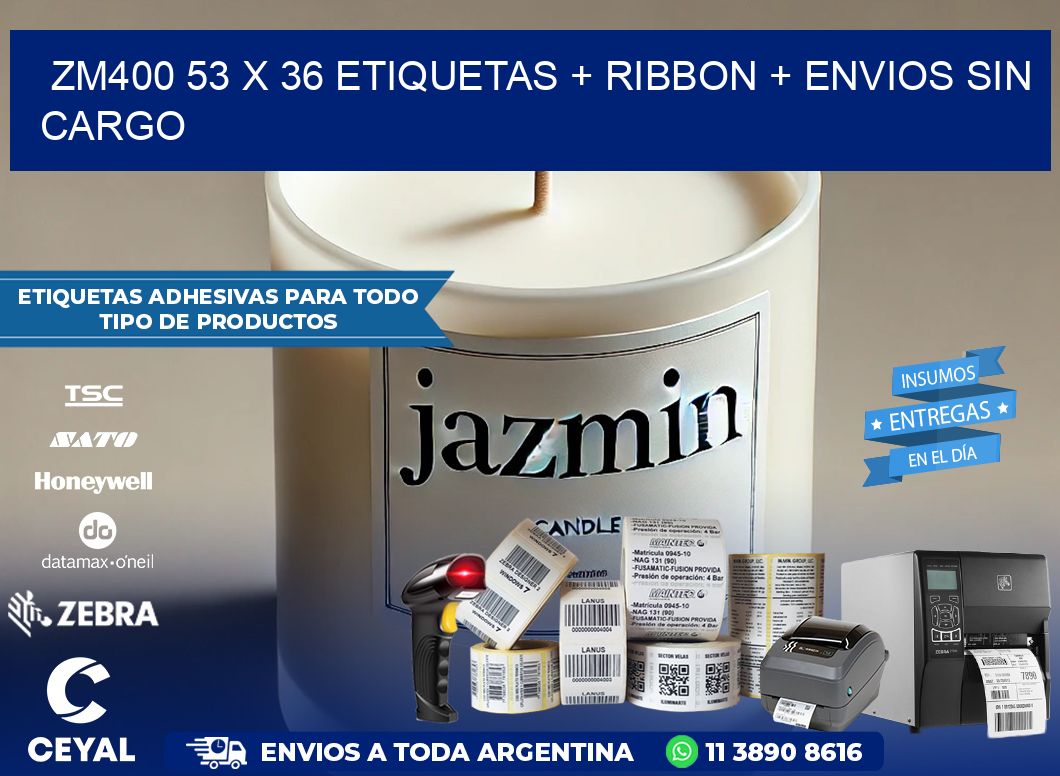 ZM400 53 x 36 etiquetas + ribbon + envios sin cargo