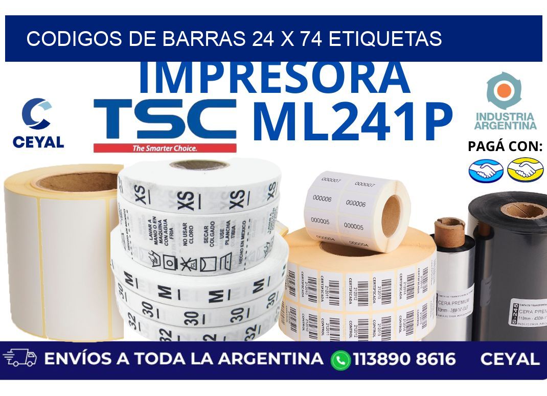 codigos de barras 24 x 74 etiquetas
