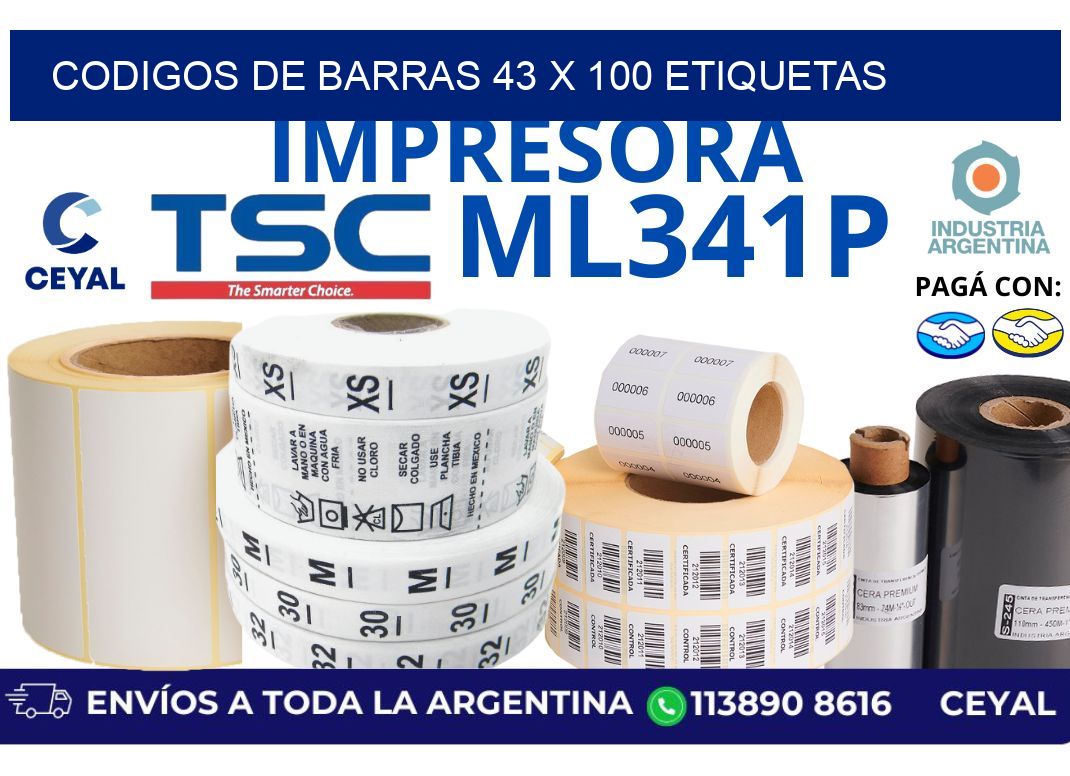 codigos de barras 43 x 100 etiquetas