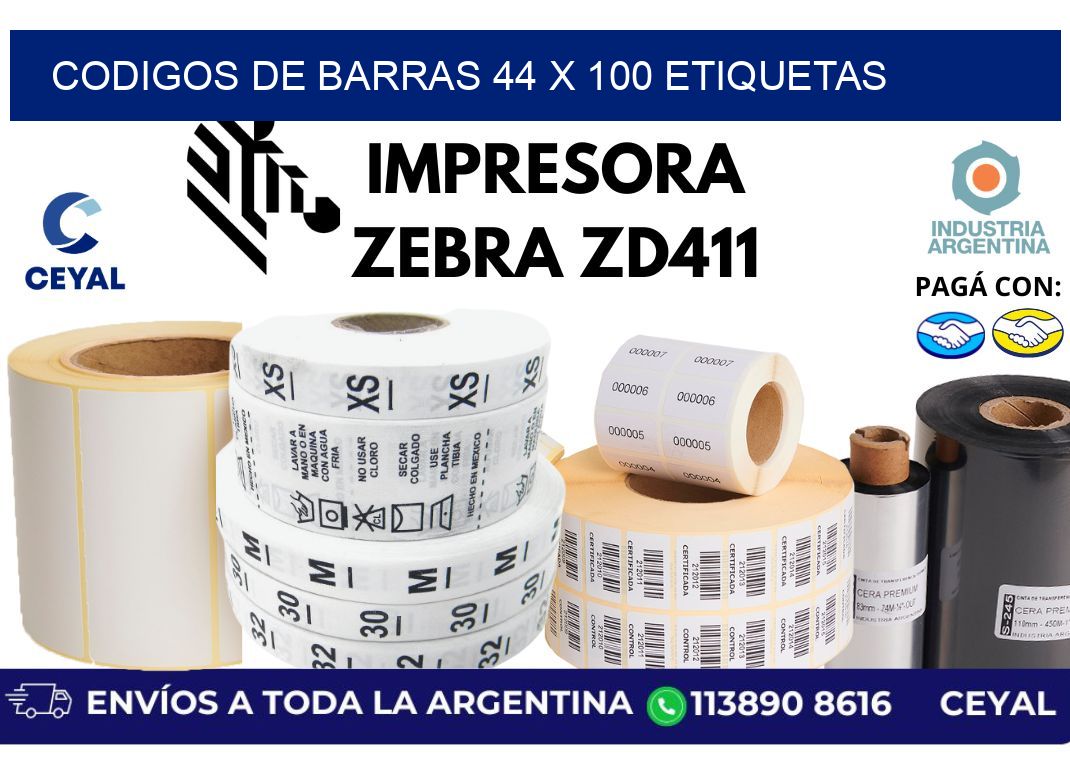 codigos de barras 44 x 100 etiquetas