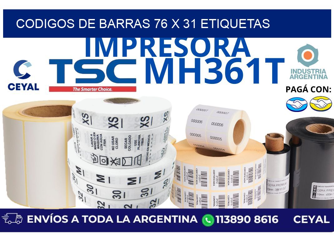 codigos de barras 76 x 31 etiquetas