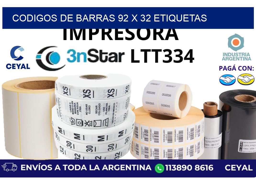 codigos de barras 92 x 32 etiquetas