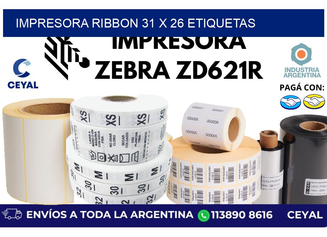 impresora ribbon 31 x 26 etiquetas