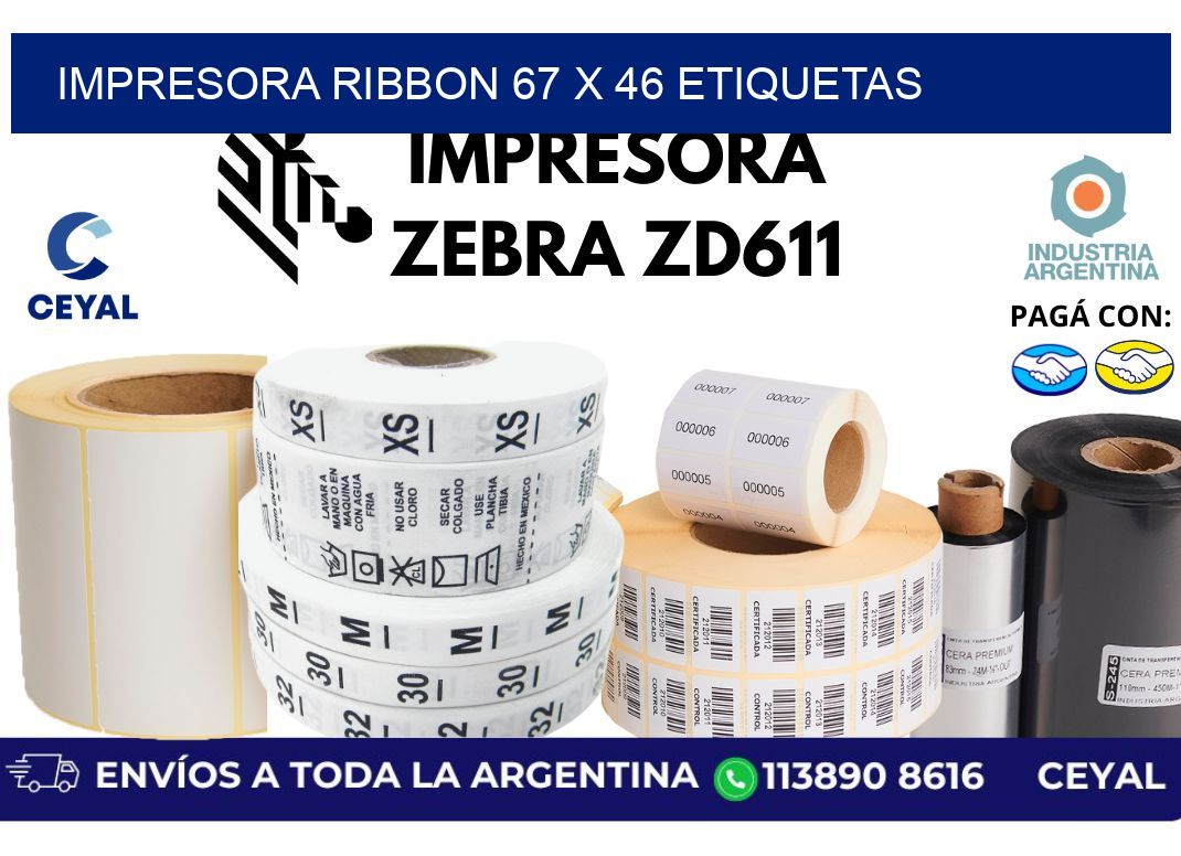 impresora ribbon 67 x 46 etiquetas