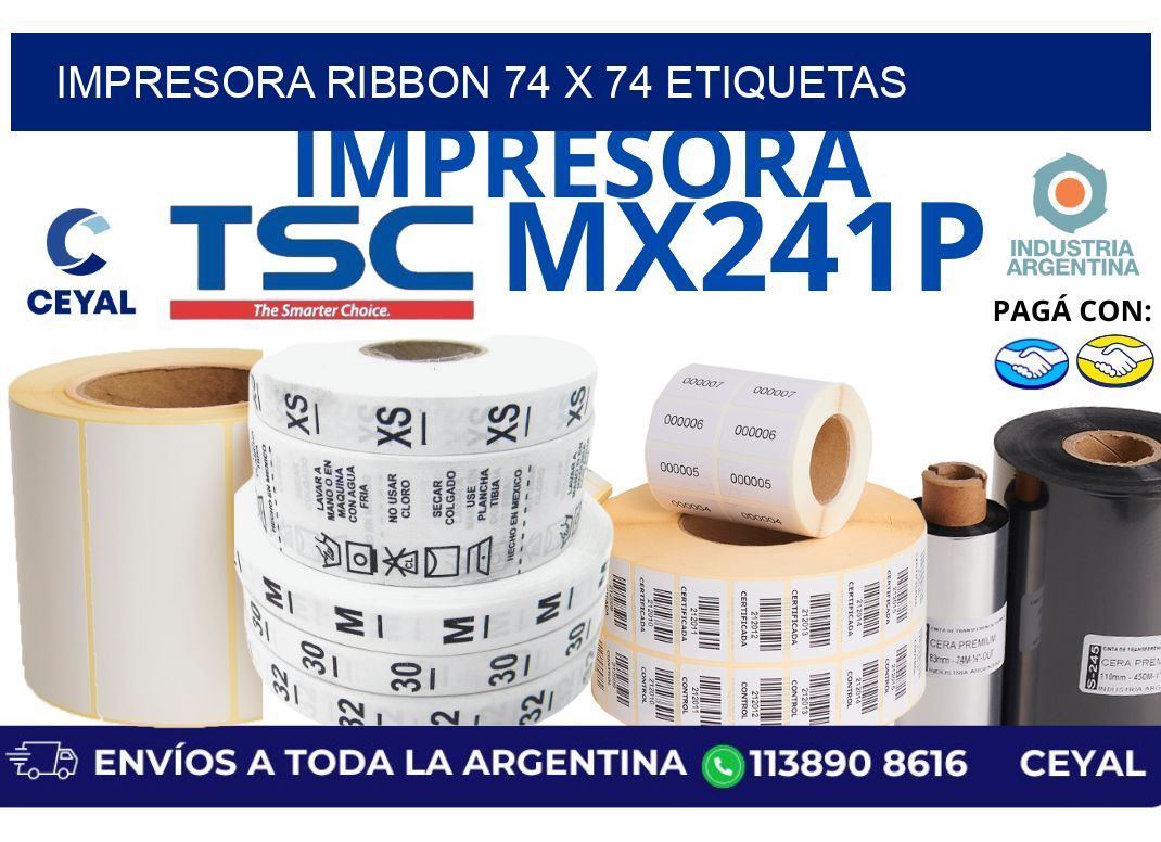 impresora ribbon 74 x 74 etiquetas