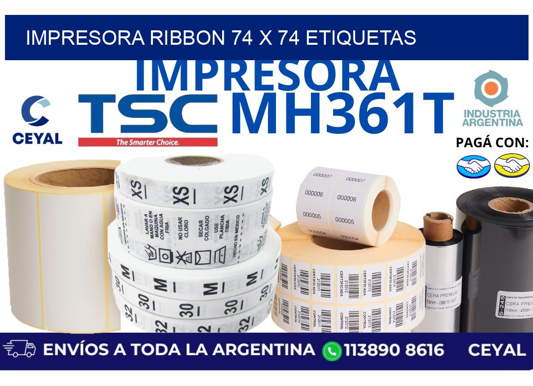impresora ribbon 74 x 74 etiquetas
