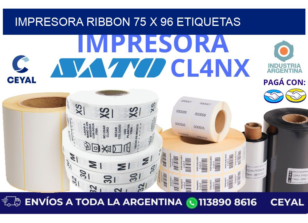 impresora ribbon 75 x 96 etiquetas