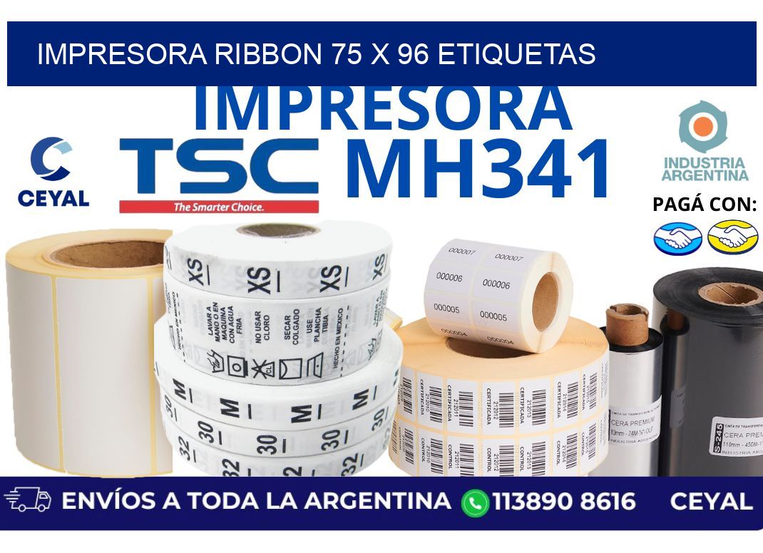 impresora ribbon 75 x 96 etiquetas