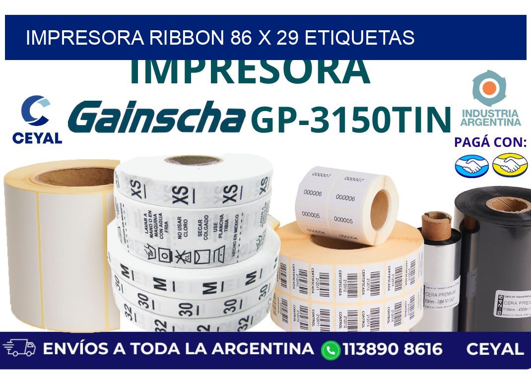 impresora ribbon 86 x 29 etiquetas