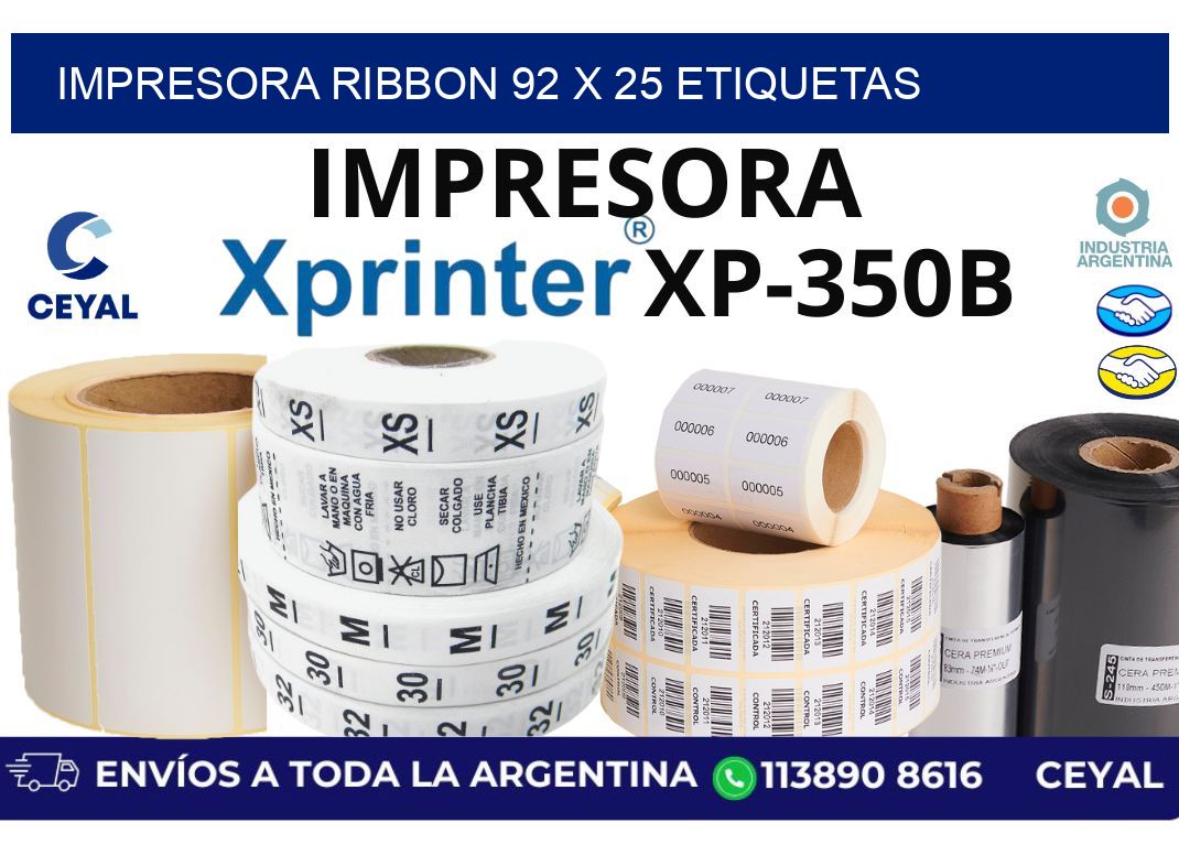 impresora ribbon 92 x 25 etiquetas