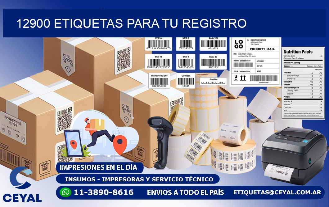 12900 etiquetas para tu registro