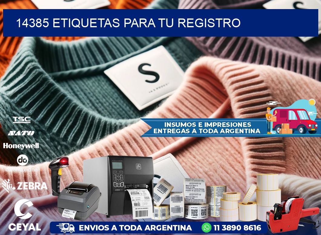 14385 etiquetas para tu registro
