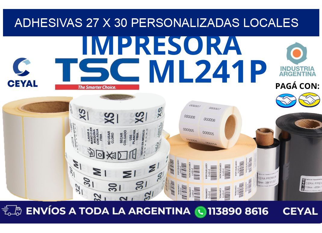 adhesivas 27 x 30 personalizadas locales