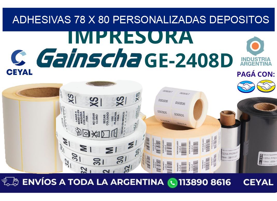 adhesivas 78 x 80 personalizadas depositos