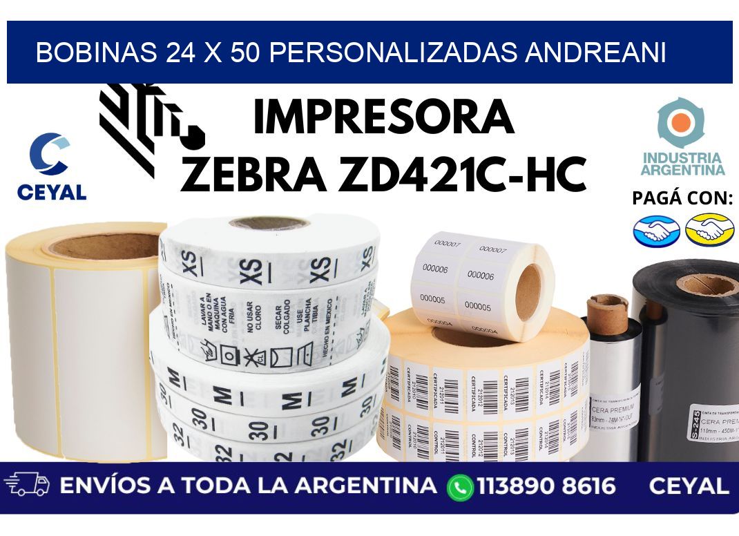 bobinas 24 x 50 personalizadas andreani