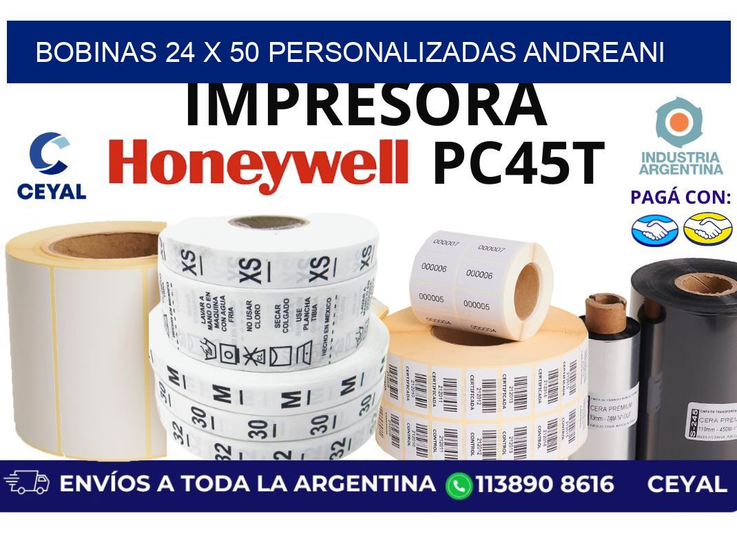 bobinas 24 x 50 personalizadas andreani
