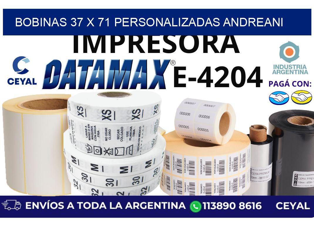 bobinas 37 x 71 personalizadas andreani