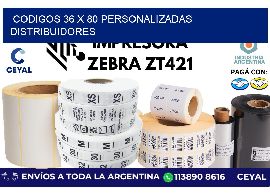 codigos 36 x 80 personalizadas distribuidores