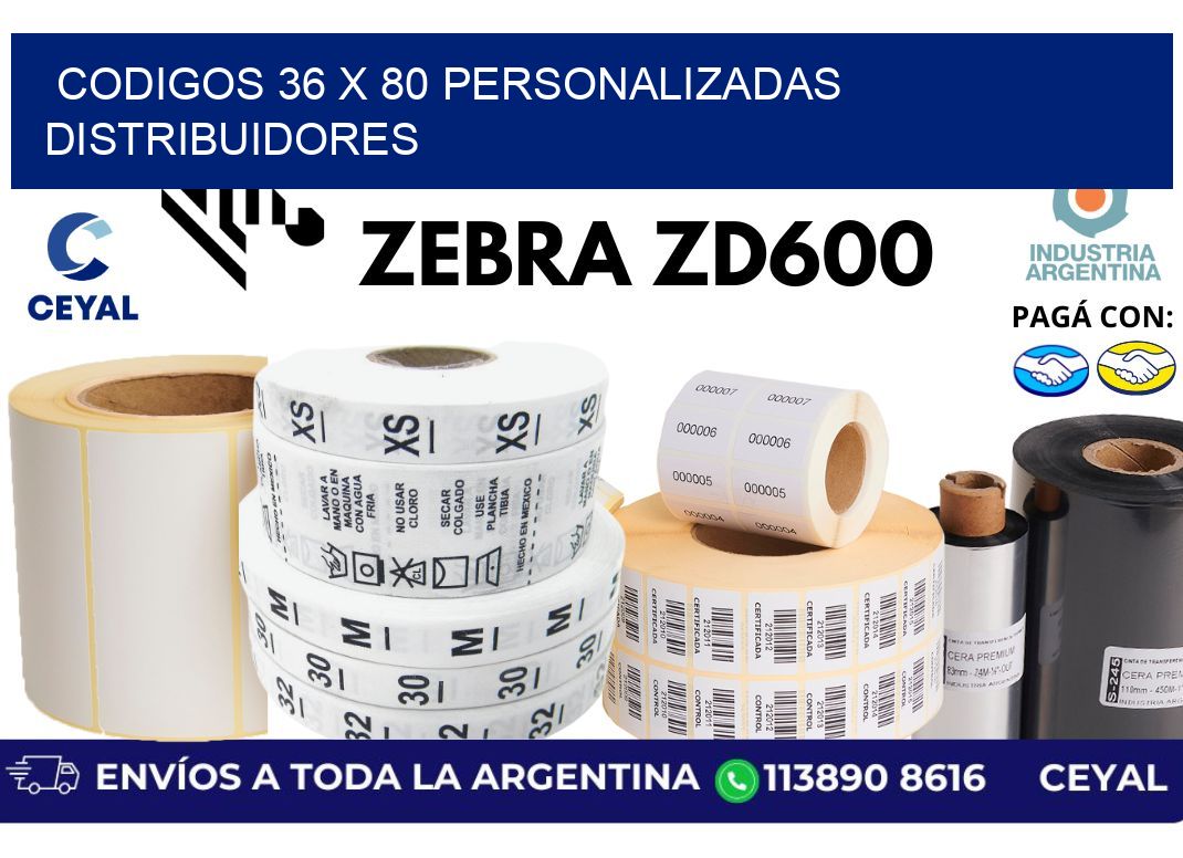 codigos 36 x 80 personalizadas distribuidores