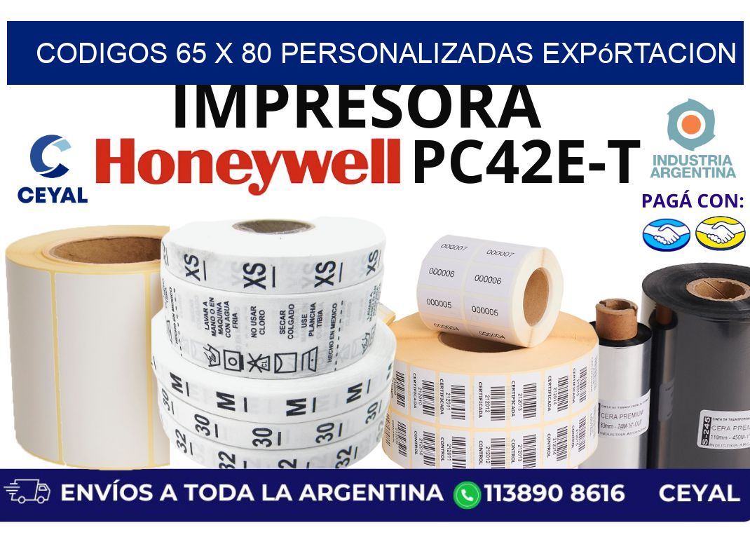 codigos 65 x 80 personalizadas expórtacion