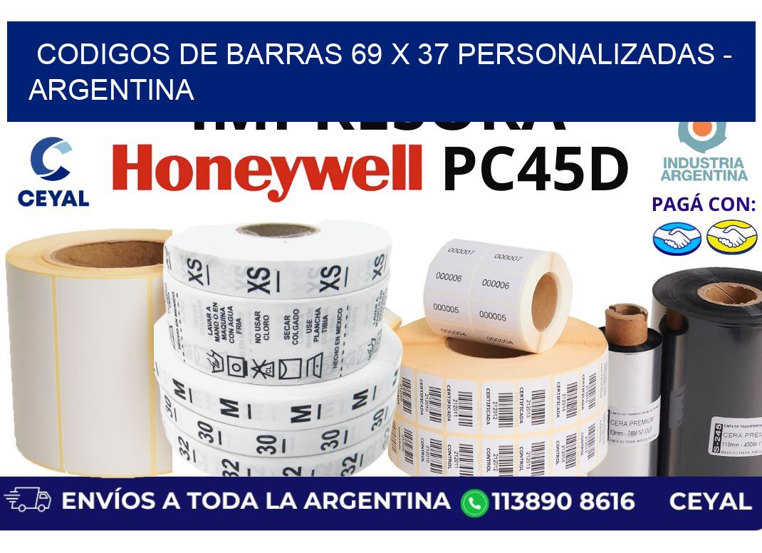 codigos de barras 69 x 37 personalizadas - Argentina