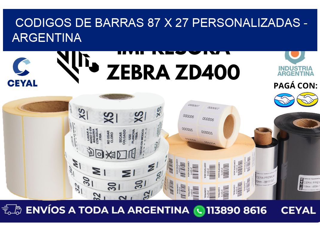 codigos de barras 87 x 27 personalizadas - Argentina