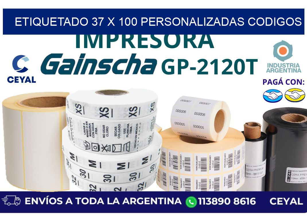 etiquetado 37 x 100 personalizadas codigos