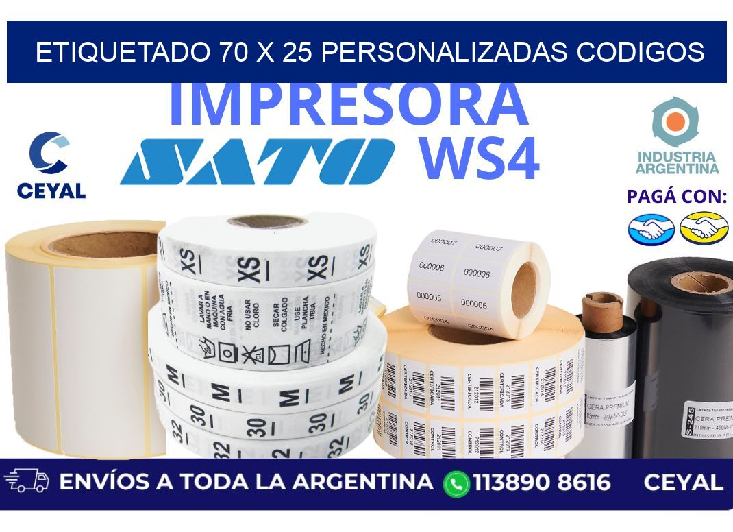 etiquetado 70 x 25 personalizadas codigos